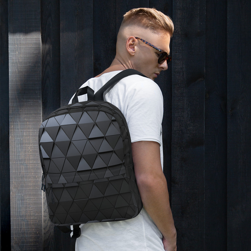 Backpack- Black/Grey triangular design