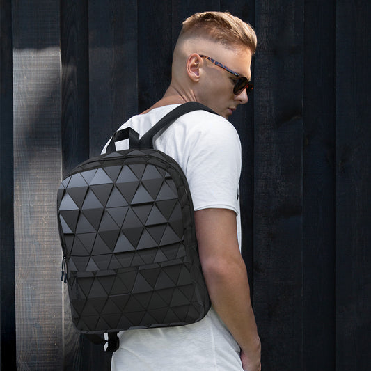 Backpack- Black/Grey triangular design