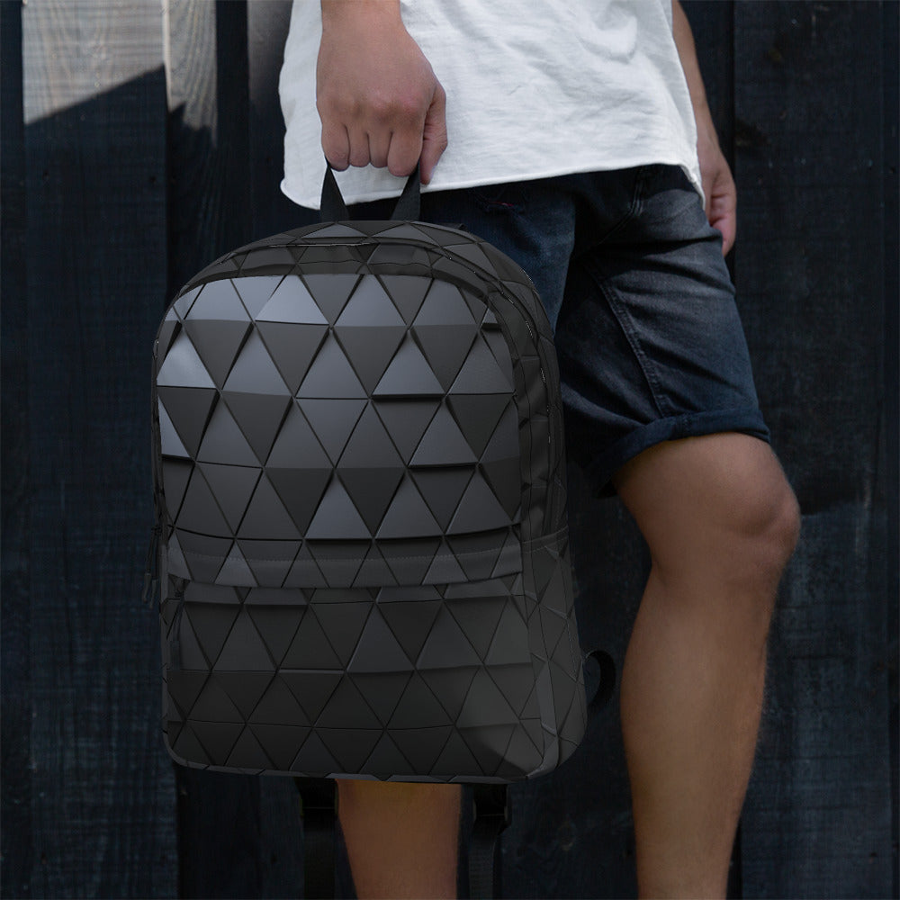 Backpack- Black/Grey triangular design