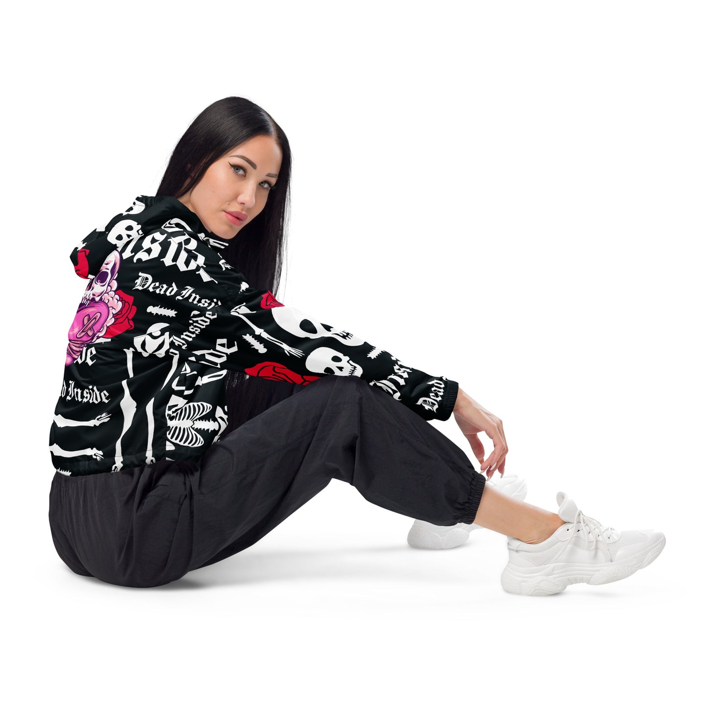 Women’s cropped windbreaker- Sugar Candy Skull