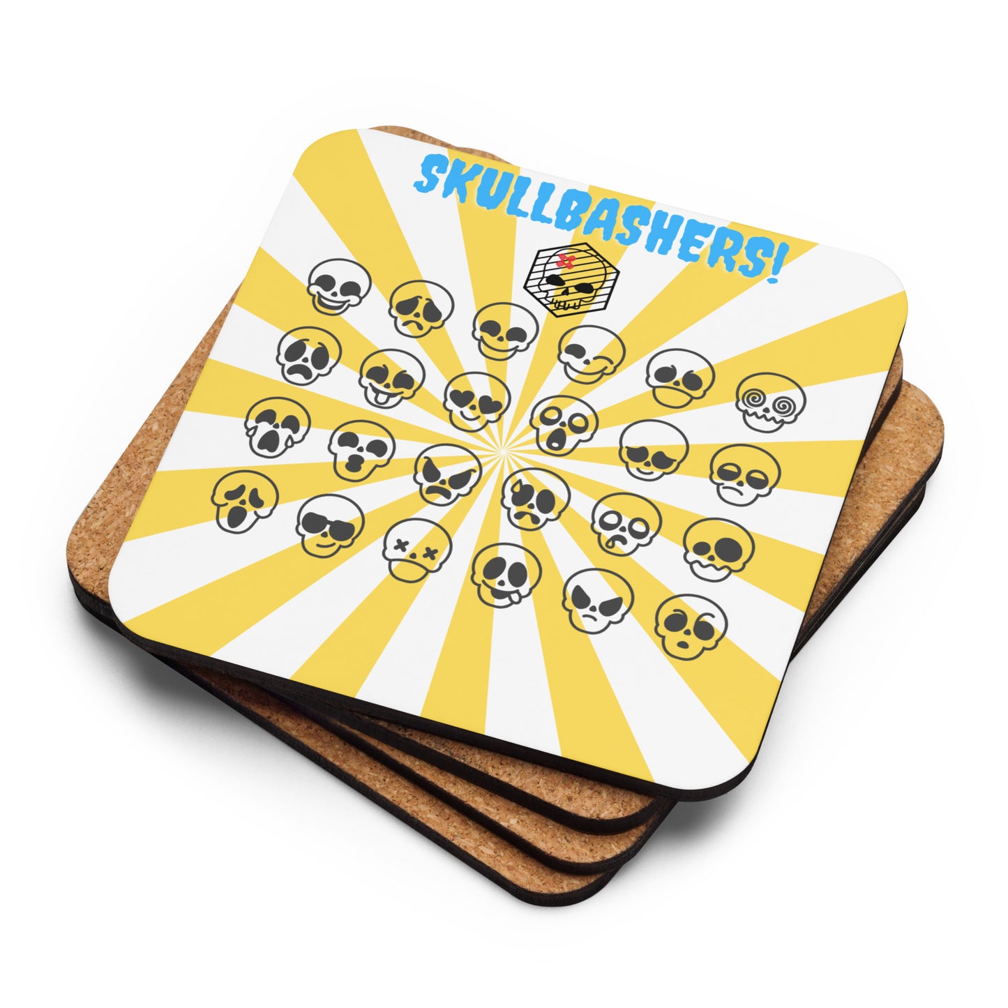 Single Cork-back coaster- Skullbashers!