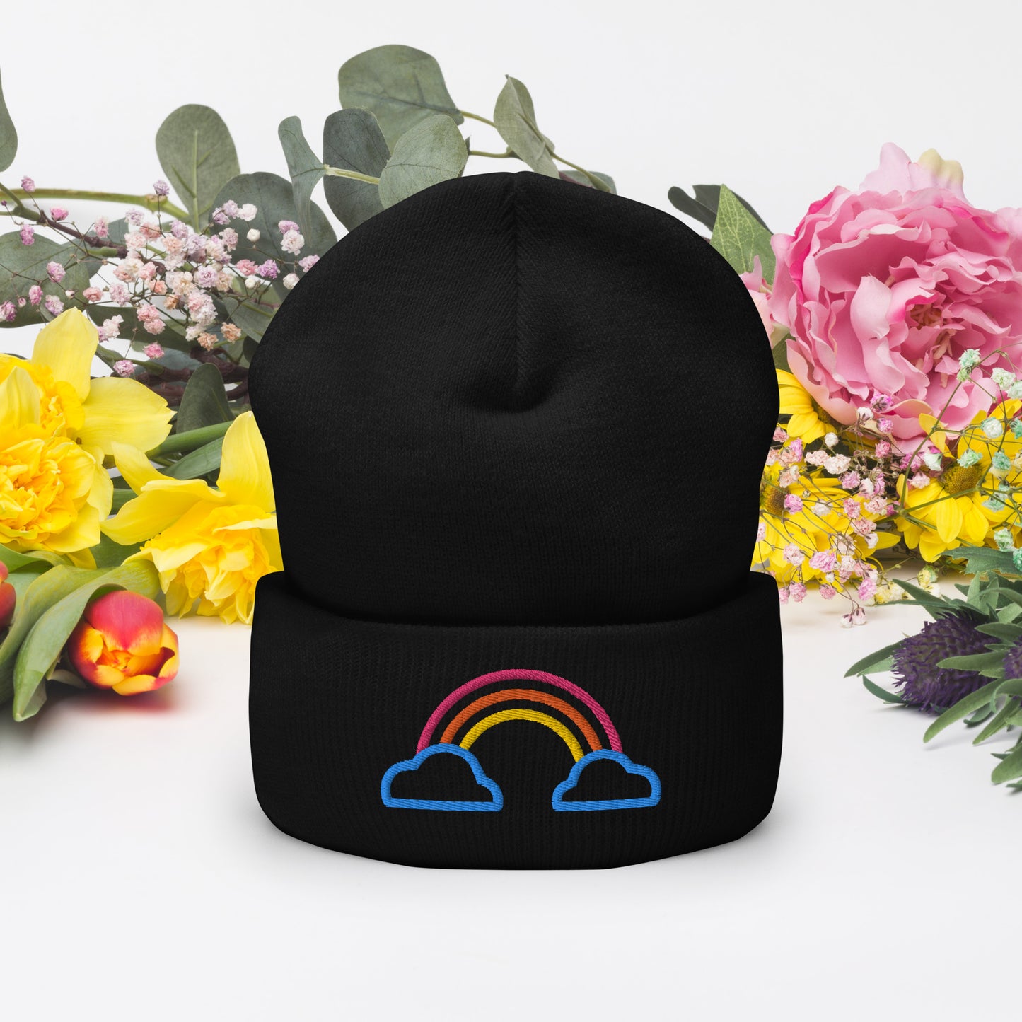 Cuffed Beanie- Rainbow