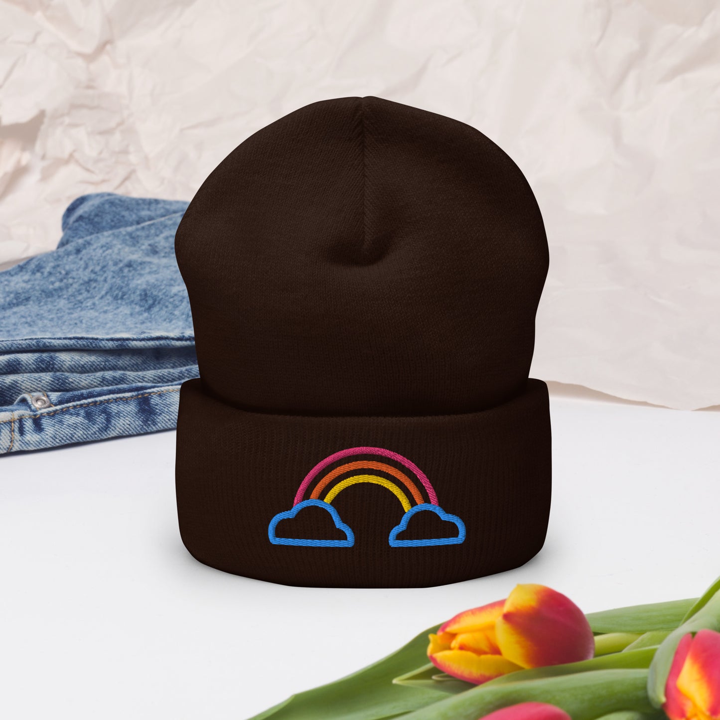 Cuffed Beanie- Rainbow
