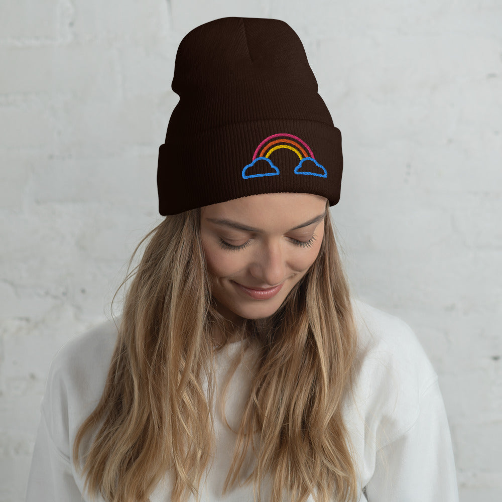 Cuffed Beanie- Rainbow