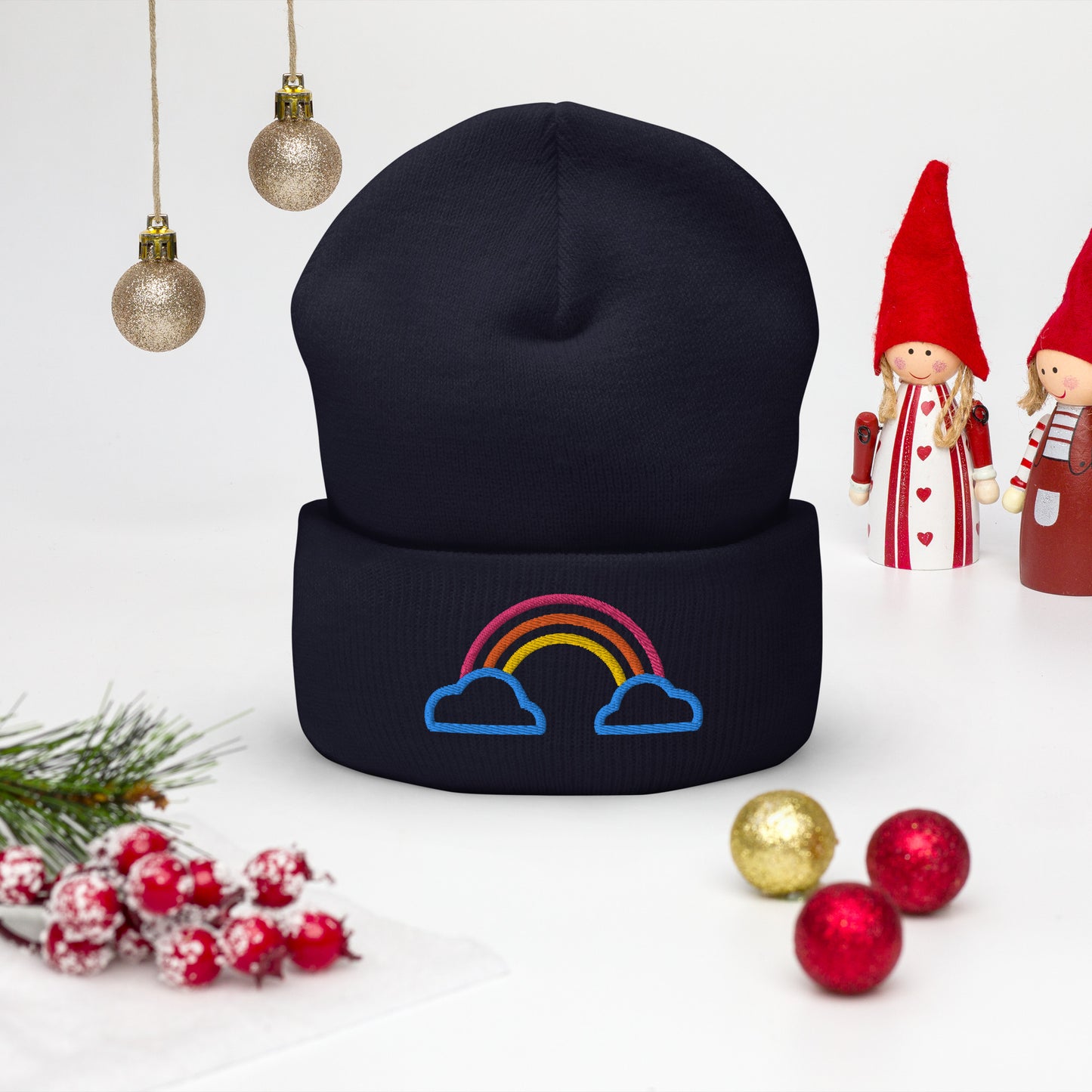 Cuffed Beanie- Rainbow