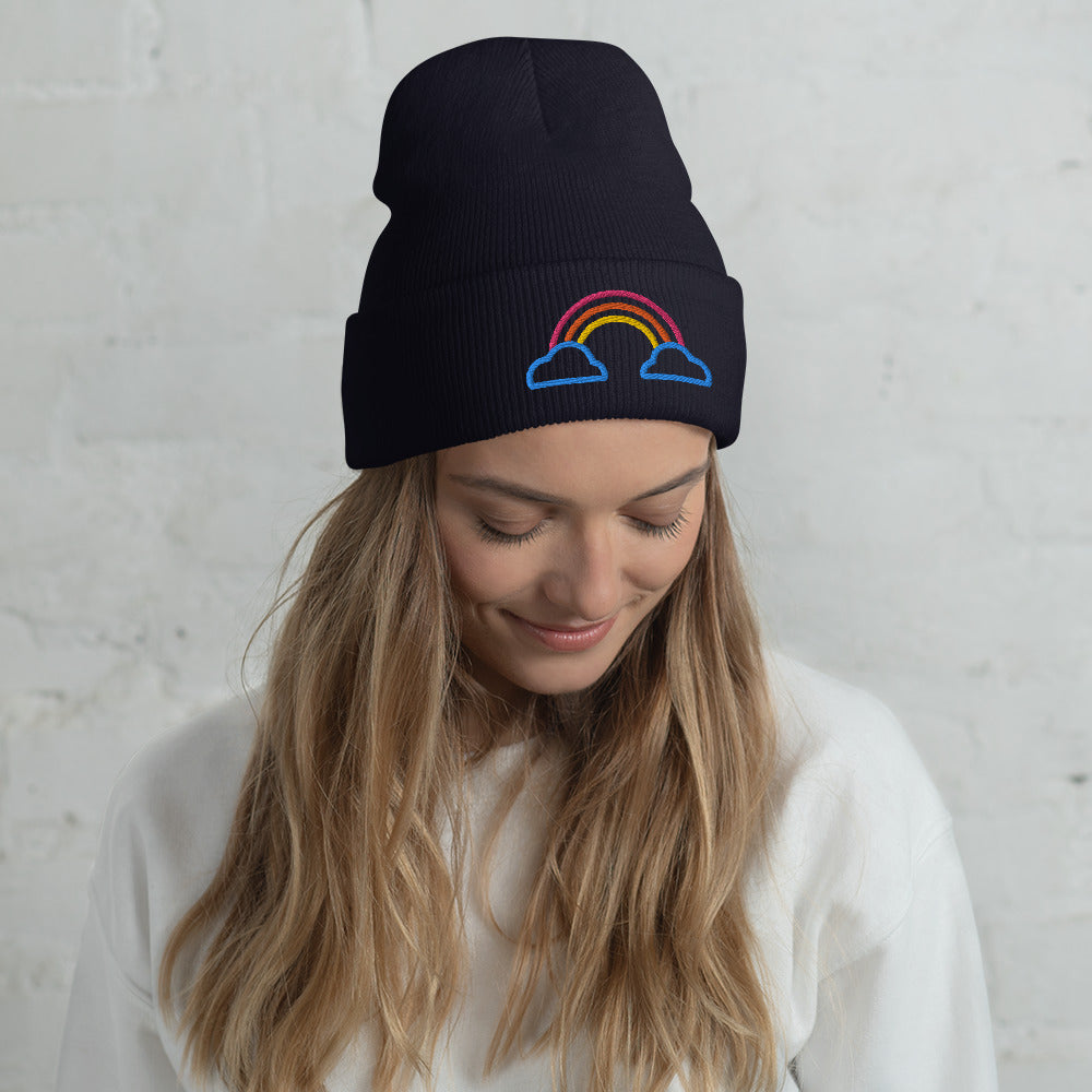 Cuffed Beanie- Rainbow