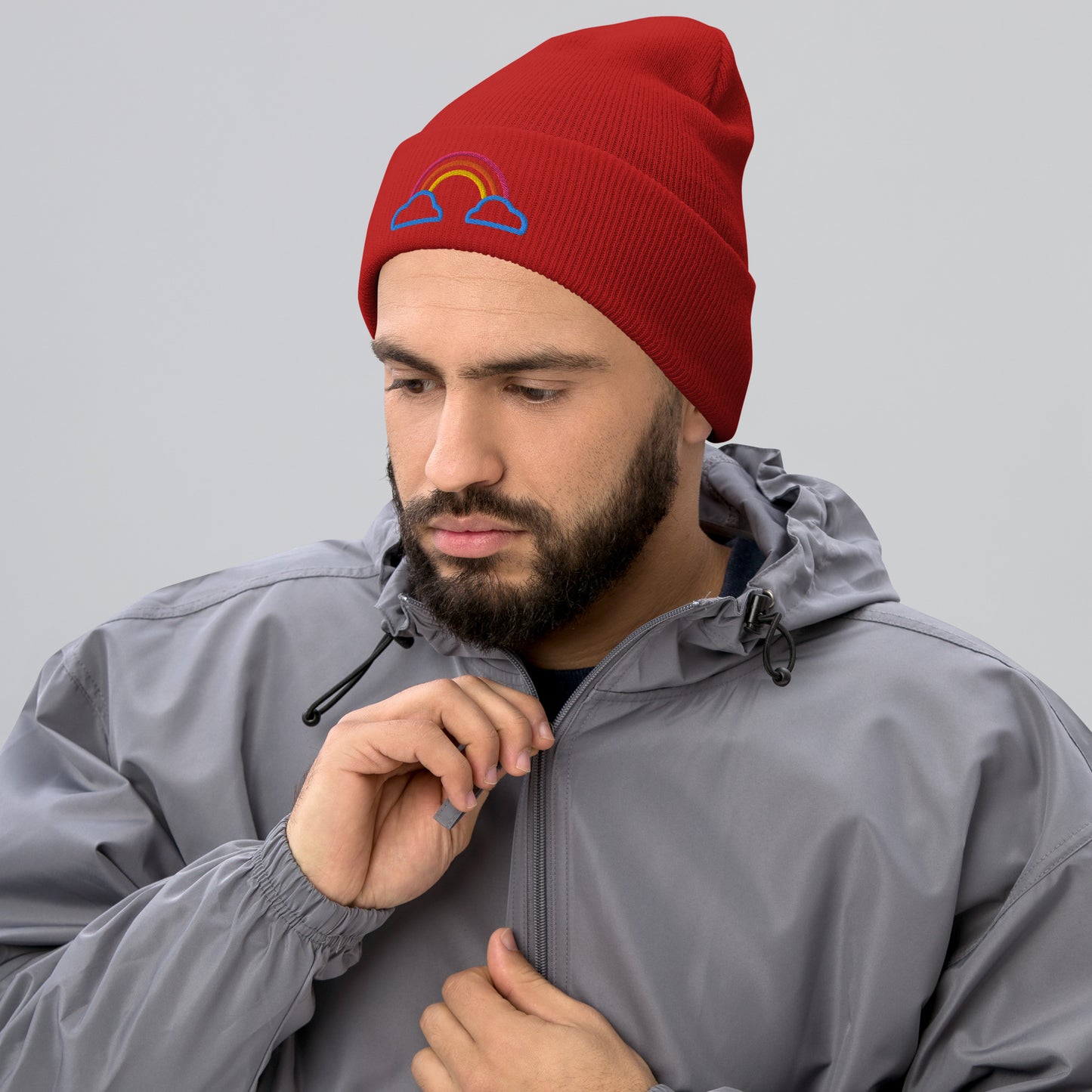 Cuffed Beanie- Rainbow