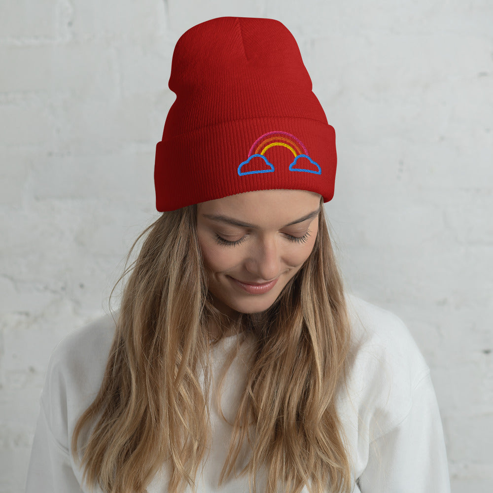 Cuffed Beanie- Rainbow