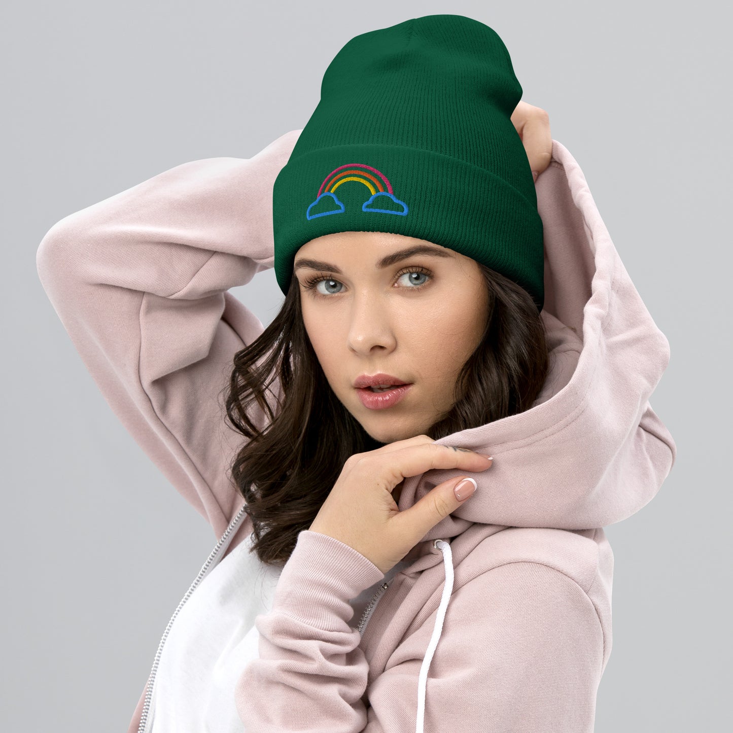 Cuffed Beanie- Rainbow