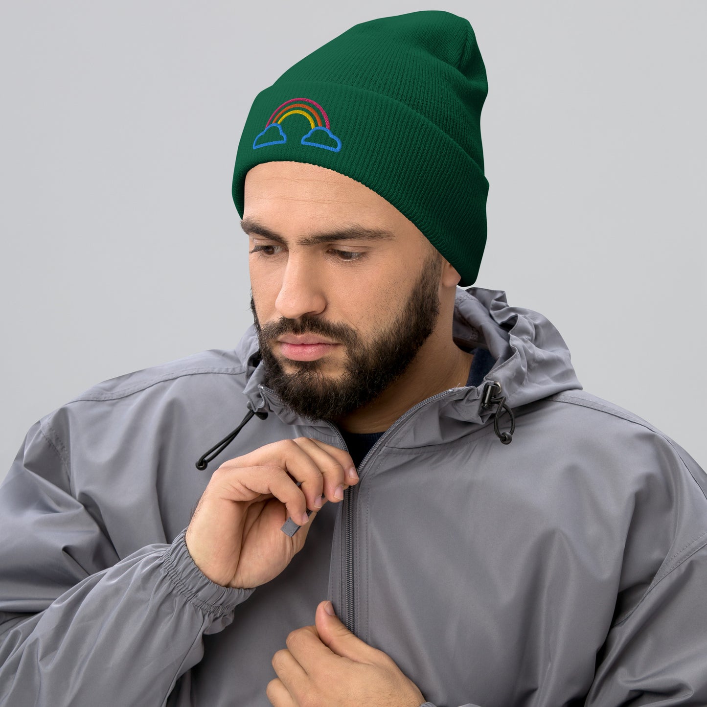 Cuffed Beanie- Rainbow