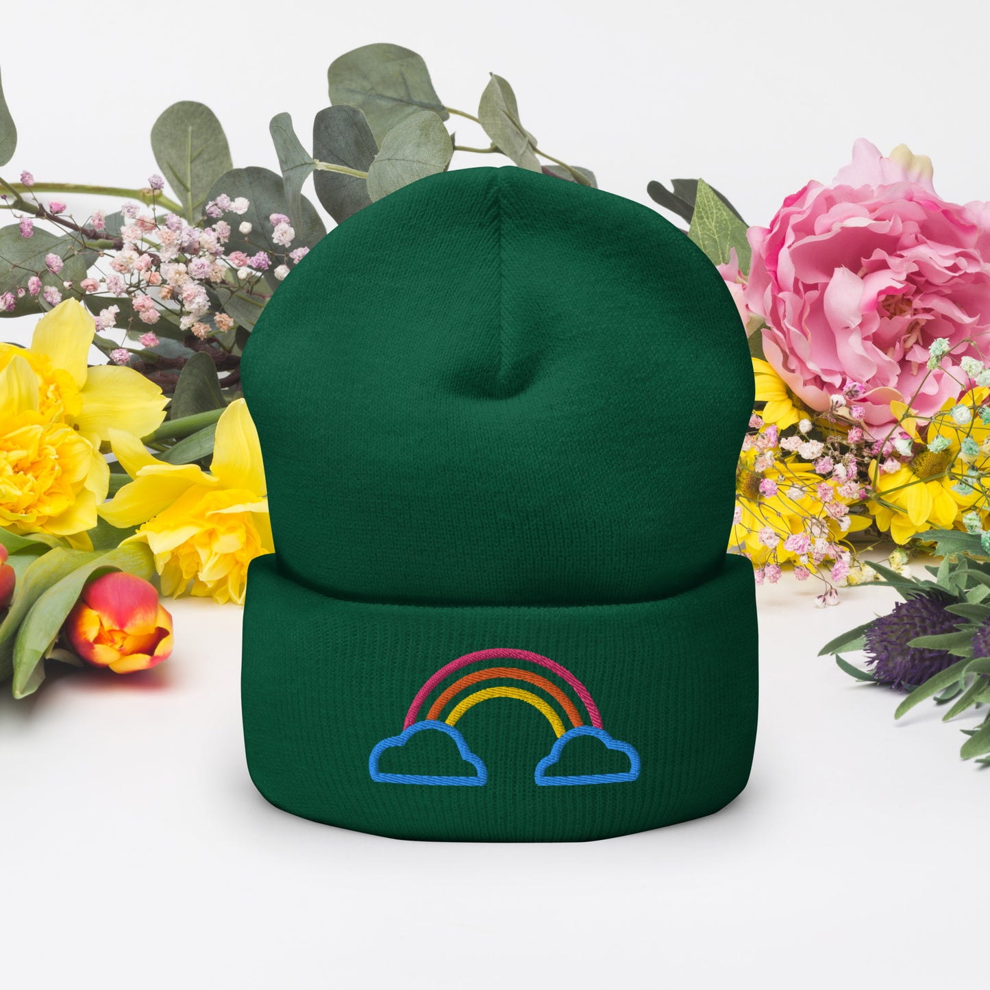 Cuffed Beanie- Rainbow