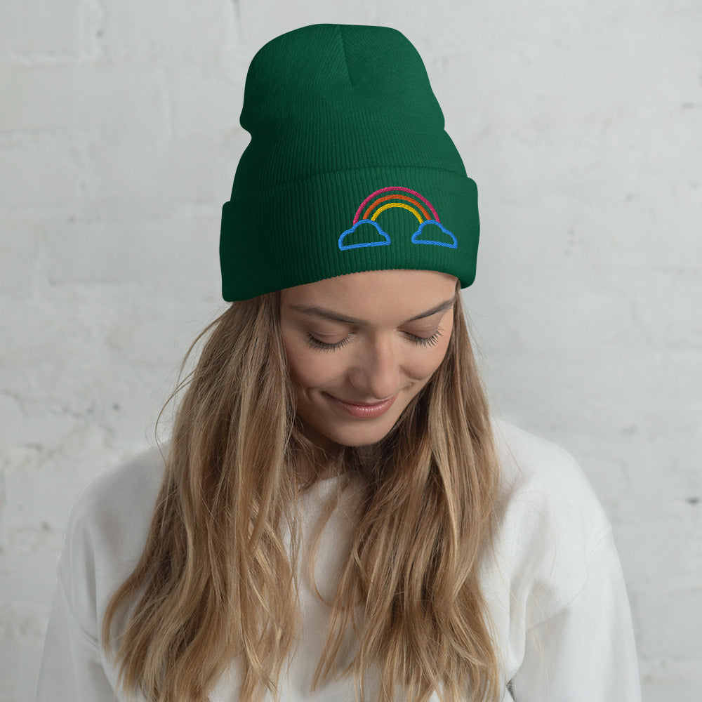 Cuffed Beanie- Rainbow