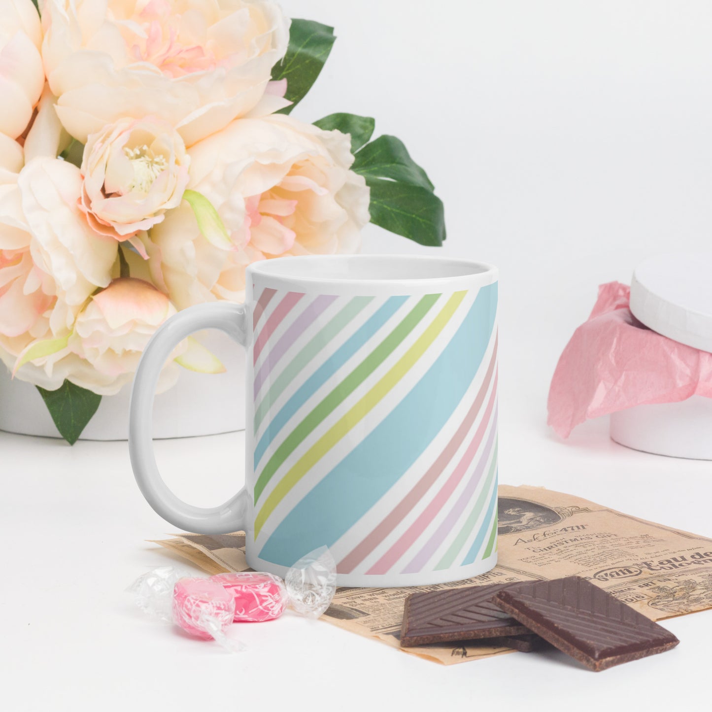 White glossy mug- Lioness Queen, Side Print