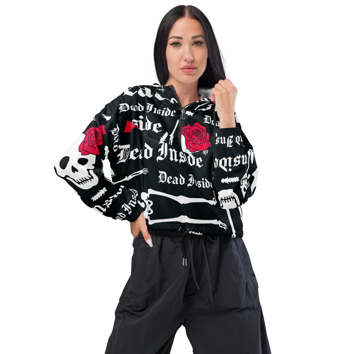 Women’s cropped windbreaker- Sugar Candy Skull