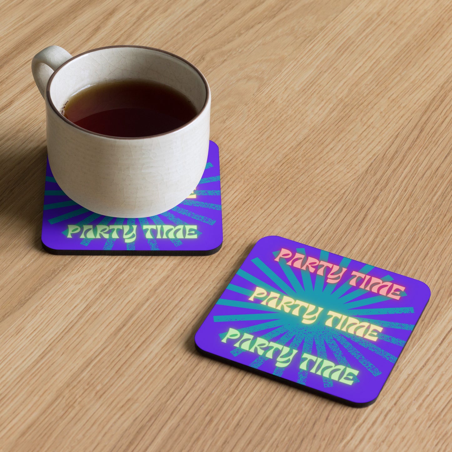Single Party time Cork-back coaster