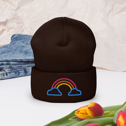 Cuffed Beanie- Rainbow