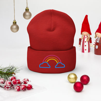 Cuffed Beanie- Rainbow