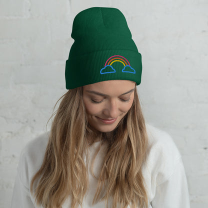 Cuffed Beanie- Rainbow