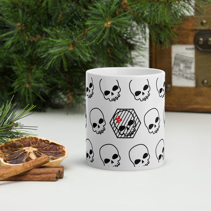 White glossy mug- DrSkullbasher + Plain Skulls Edition