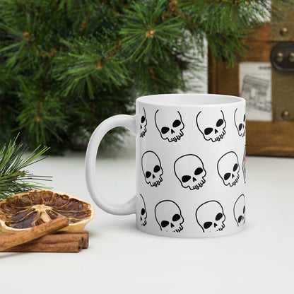 White glossy mug- DrSkullbasher + Plain Skulls Edition