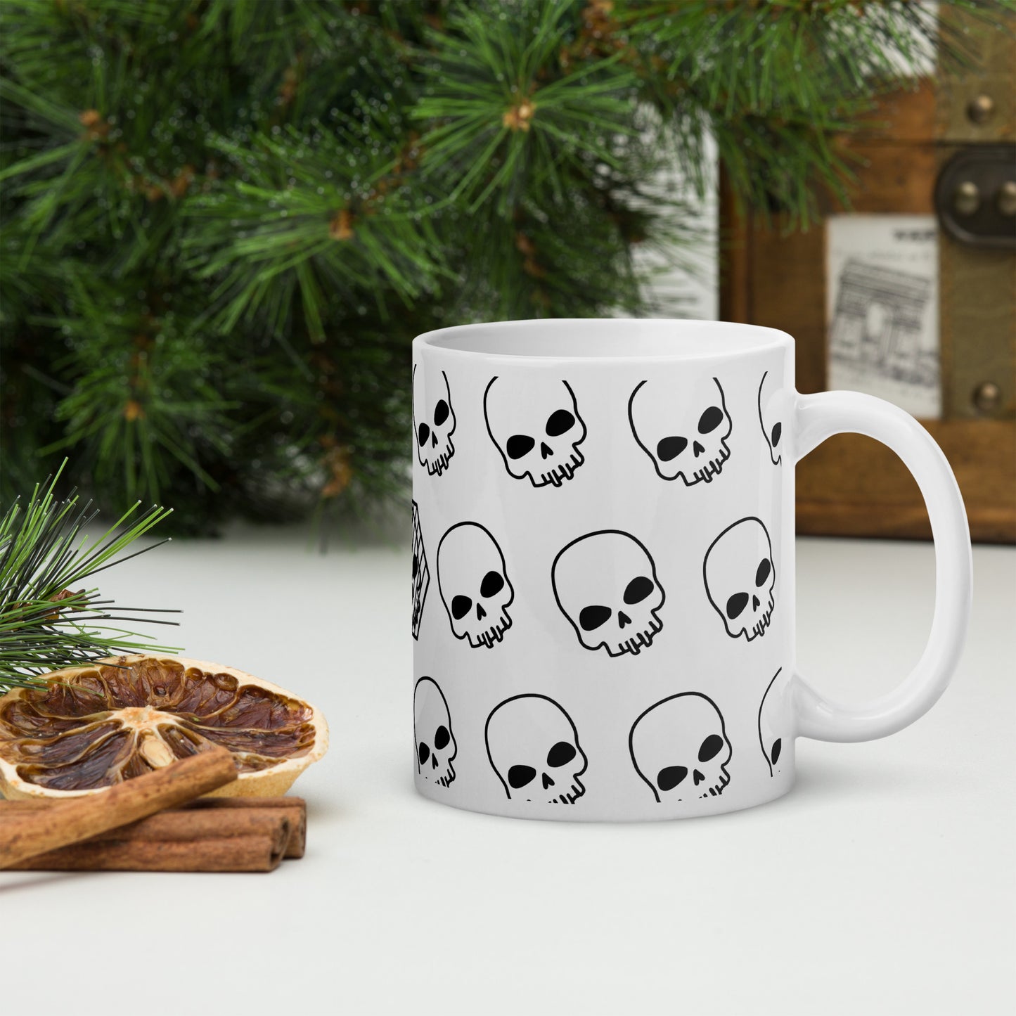 White glossy mug- DrSkullbasher + Plain Skulls Edition