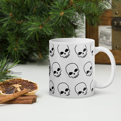 White glossy mug- DrSkullbasher + Plain Skulls Edition