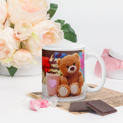 White glossy mug-Teddy